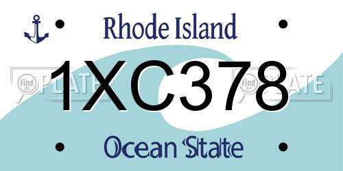 1XC378 Rhode Island License Plate