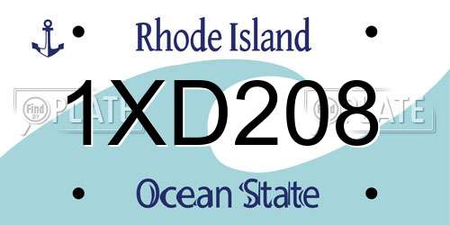 1XD208 Rhode Island License Plate