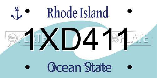 1XD411 Rhode Island License Plate
