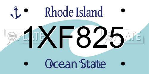 1XF825 Rhode Island License Plate