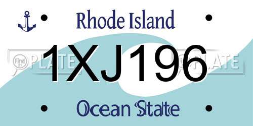 1XJ196 Rhode Island License Plate