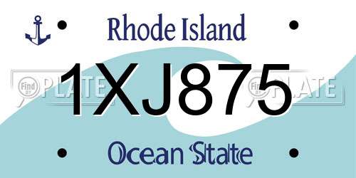 1XJ875 Rhode Island License Plate