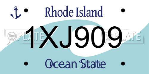 1XJ909 Rhode Island License Plate