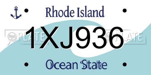 1XJ936 Rhode Island License Plate