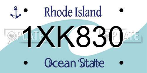 1XK830 Rhode Island License Plate