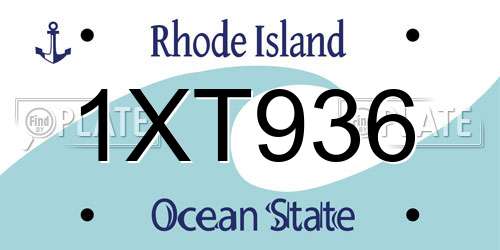 1XT936 Rhode Island License Plate