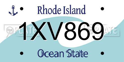 1XV869 Rhode Island License Plate