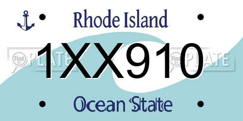 1XX910 Rhode Island License Plate