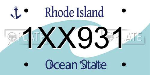 1XX931 Rhode Island License Plate