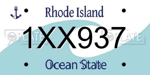 1XX937 Rhode Island License Plate