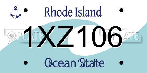 1XZ106 Rhode Island License Plate