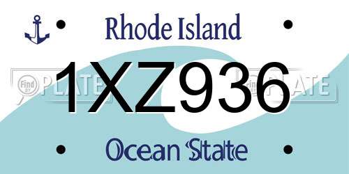 1XZ936 Rhode Island License Plate