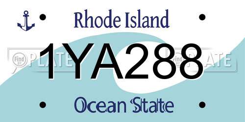 1YA288 Rhode Island License Plate