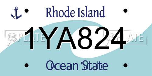 1YA824 Rhode Island License Plate