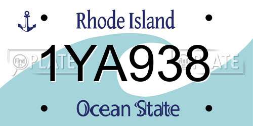 1YA938 Rhode Island License Plate