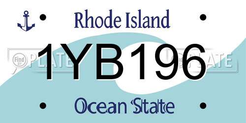 1YB196 Rhode Island License Plate