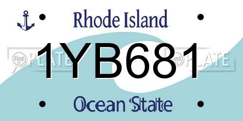 1YB681 Rhode Island License Plate