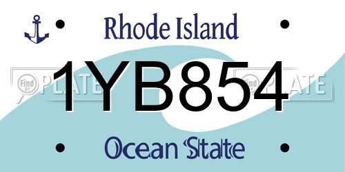 1YB854 Rhode Island License Plate