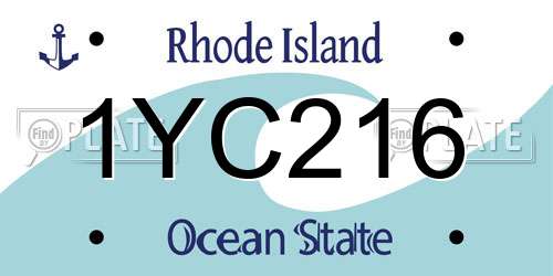 1YC216 Rhode Island License Plate