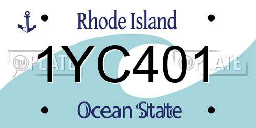 1YC401 Rhode Island License Plate