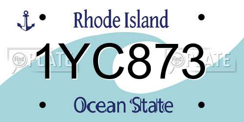 1YC873 Rhode Island License Plate