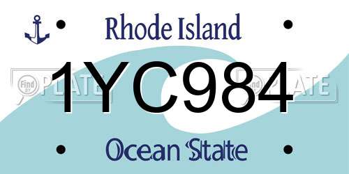 1YC984 Rhode Island License Plate
