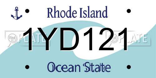 1YD121 Rhode Island License Plate