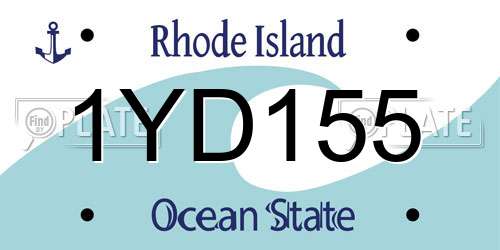 1YD155 Rhode Island License Plate