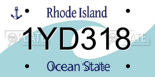 1YD318 Rhode Island License Plate