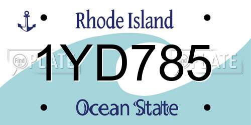 1YD785 Rhode Island License Plate