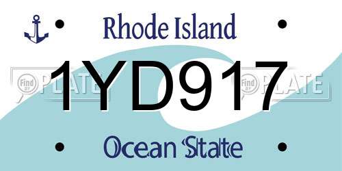 1YD917 Rhode Island License Plate