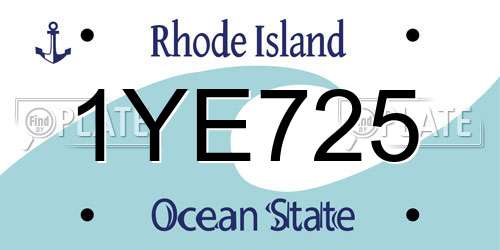 1YE725 Rhode Island License Plate