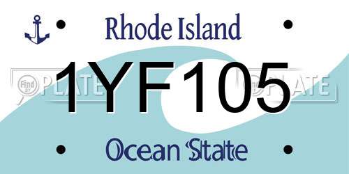 1YF105 Rhode Island License Plate