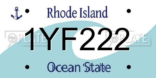 1YF222 Rhode Island License Plate