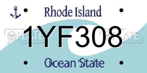 1YF308 Rhode Island License Plate