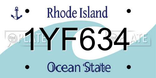 1YF634 Rhode Island License Plate