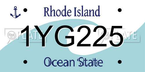 1YG225 Rhode Island License Plate