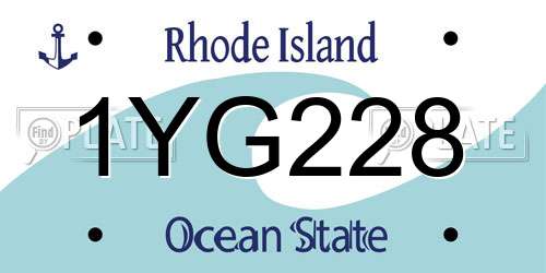 1YG228 Rhode Island License Plate