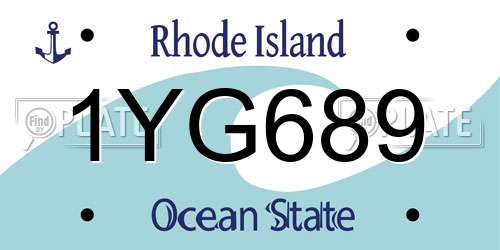 1YG689 Rhode Island License Plate
