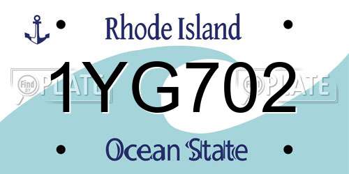 1YG702 Rhode Island License Plate