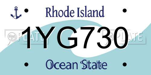 1YG730 Rhode Island License Plate