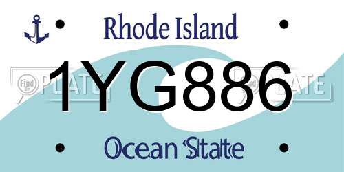 1YG886 Rhode Island License Plate
