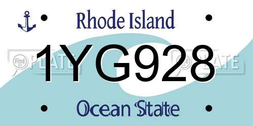 1YG928 Rhode Island License Plate