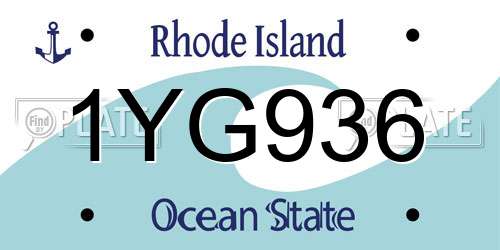 1YG936 Rhode Island License Plate