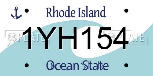 1YH154 Rhode Island License Plate