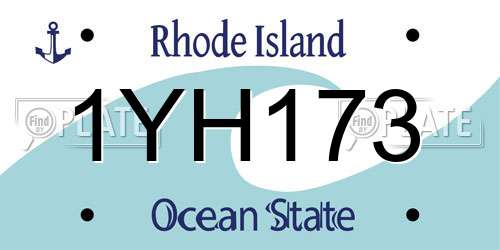 1YH173 Rhode Island License Plate