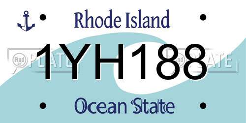 1YH188 Rhode Island License Plate