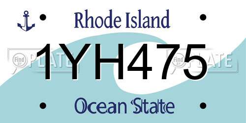 1YH475 Rhode Island License Plate