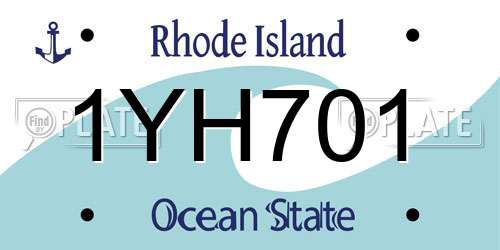 1YH701 Rhode Island License Plate