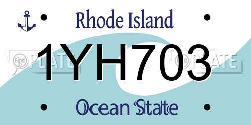 1YH703 Rhode Island License Plate